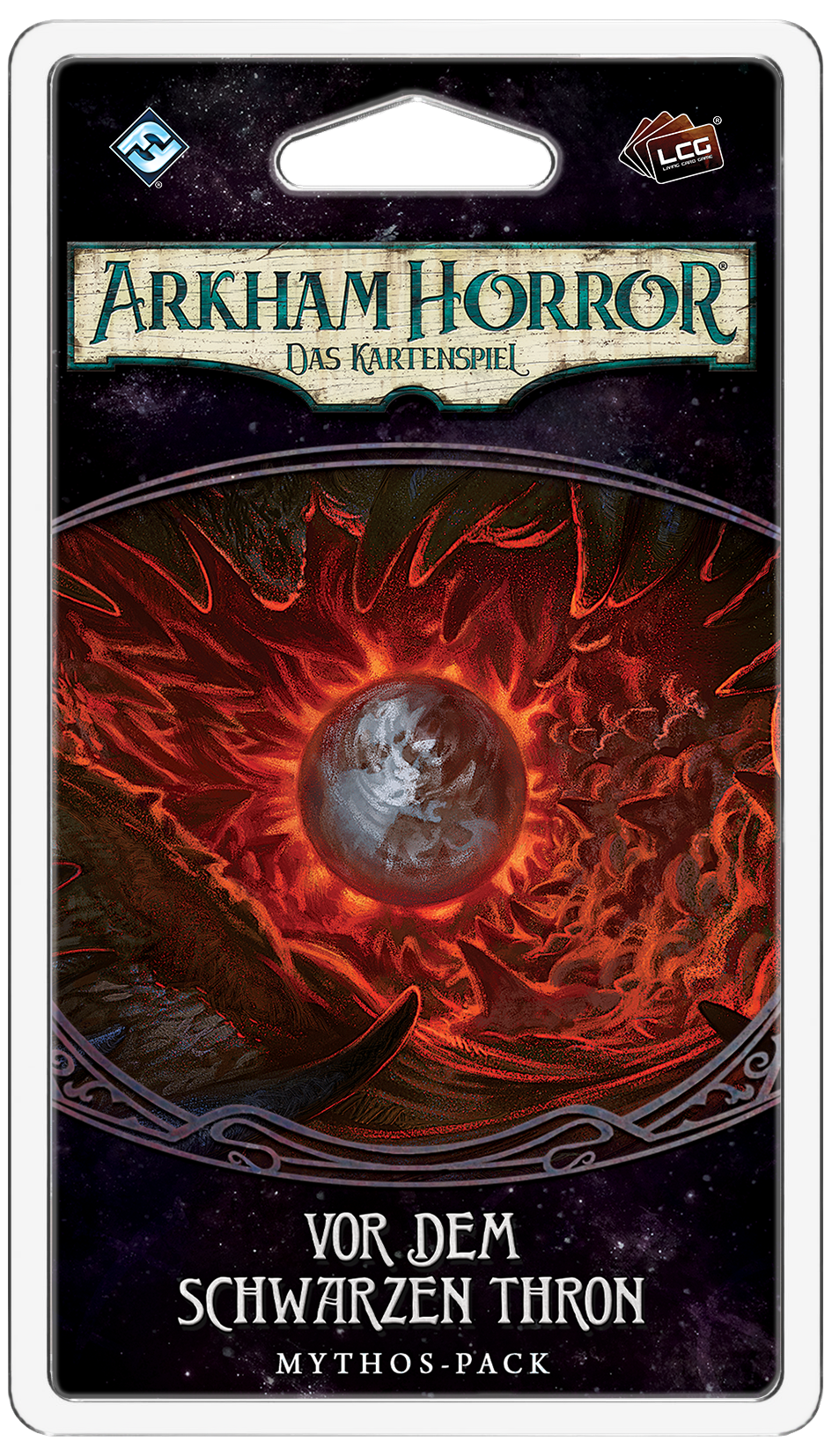 Das Mythos Pack Vor dem Schwarzen Thron zugehörig zur Arkham Horror LCG Erweiterung Der gebrochene Kreis