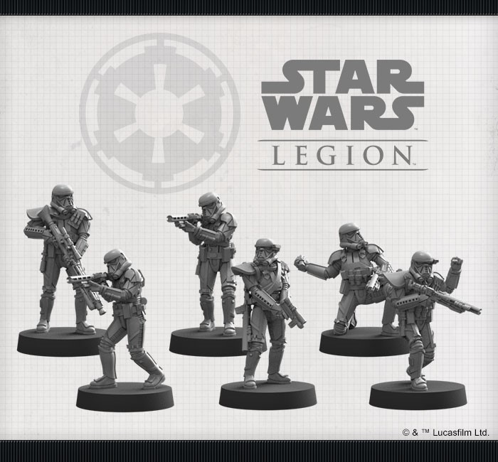 Miniaturen die in der Imperiale Todestruppen Einheiten-Erweiterung für Star Wars Legion enthalten sind